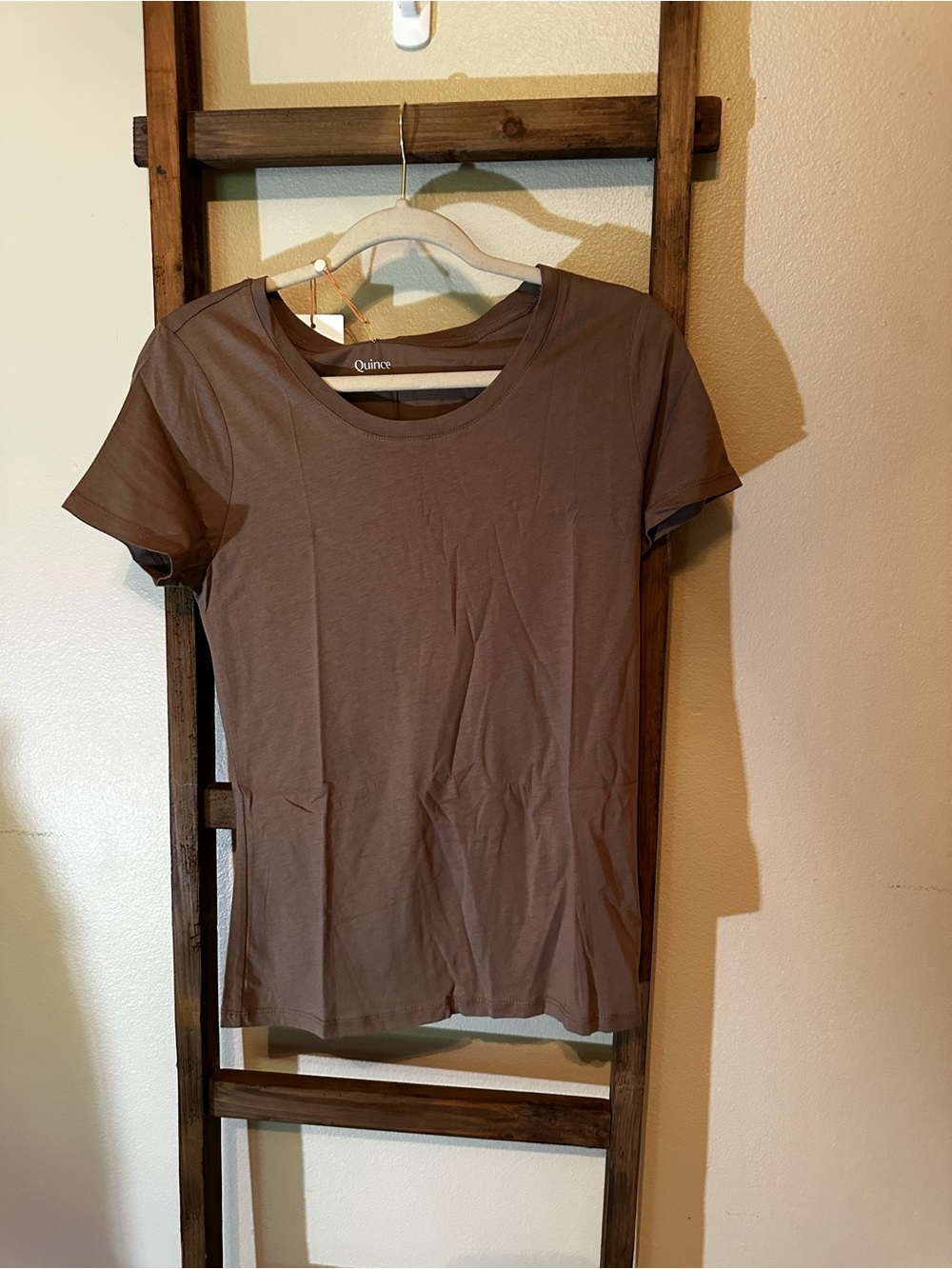 Quince Women's cotton modal Short Sleeve scoop neck tee in Taupe Brown